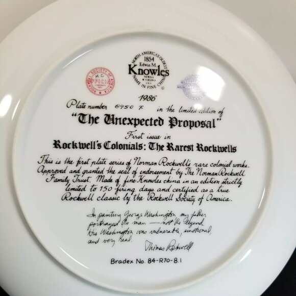 Norman Rockwell Plate "The Unexpected Proposal" by Knowles 1986 Pre-Owned Vintg. - Picture 2 of 2